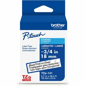 Brother Genuine P-touch TZe141 BK on CLR Label Tape, Laminated, 18mmX8m Brother Genuine P-touch TZe141 BK on CLR Label Tape, Laminated, 18mmX8m